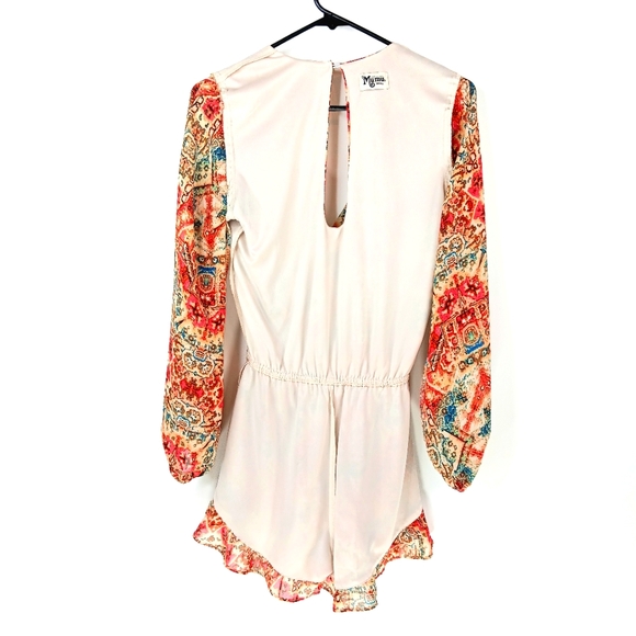 SHOW ME YOUR MUMU Rocky Multicolored Romper Boho Art to Wear Print Size Small - Picture 10 of 14